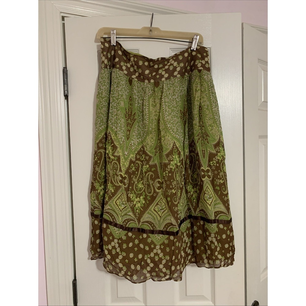 Banana Republic Patchwork Silk MIDI Skirt 14 Multicolor Womens Boho Artsy - Picture 3 of 8